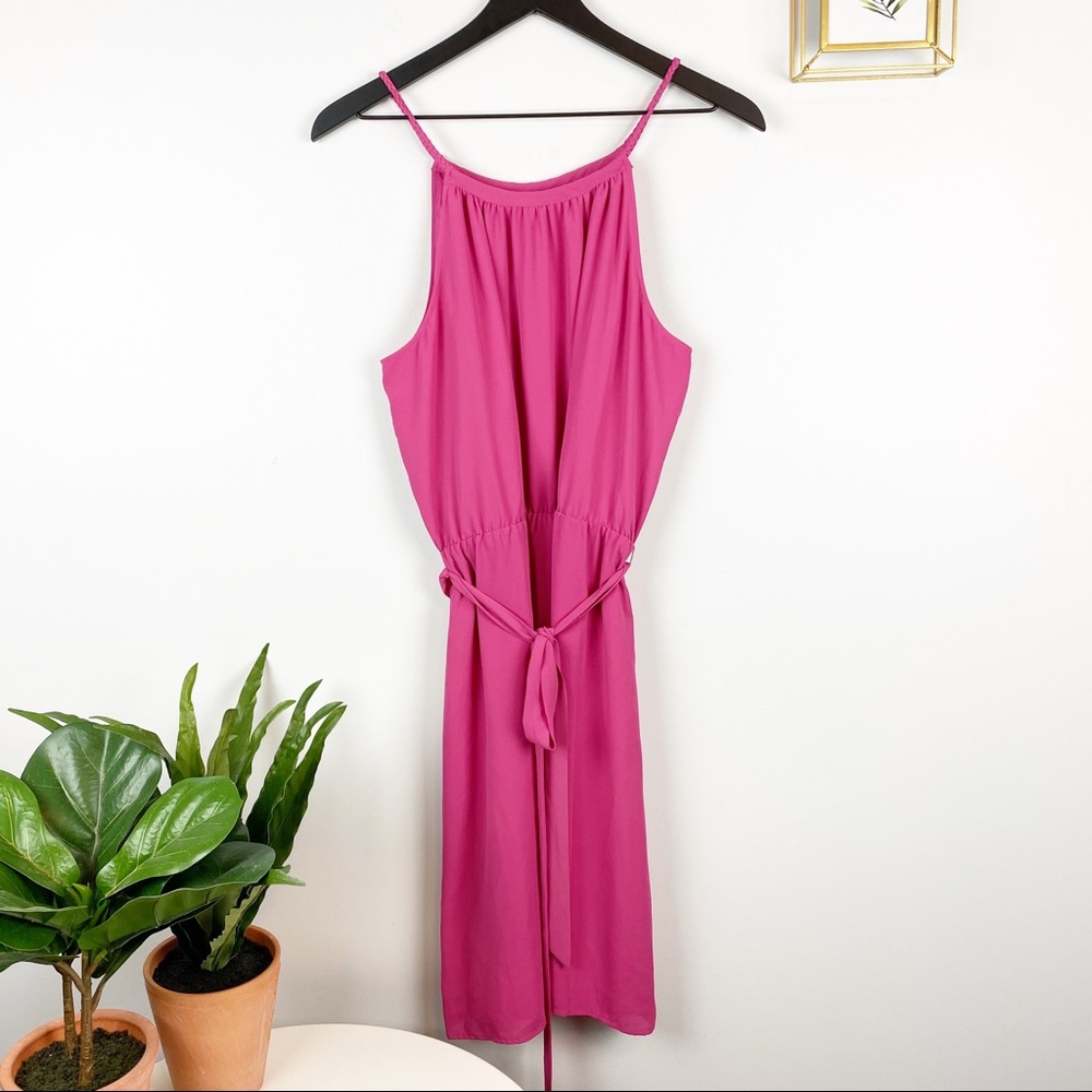 ANN TAYLOR LOFT Braided Belted Summer Halter Dress